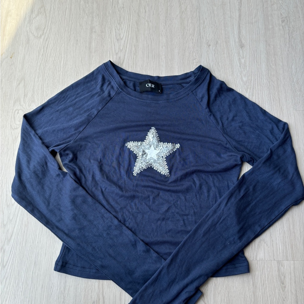 Navy Blue Star Top